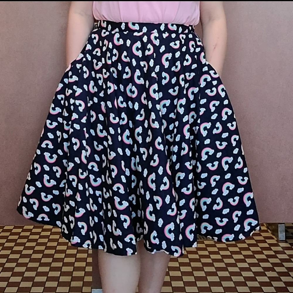 Unique Vintage magnolia place rainbow circle skirt RUNS SMALL, pockets!